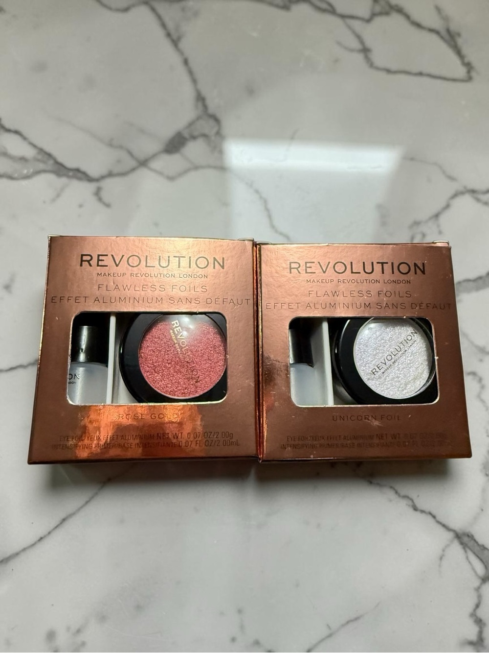 Revolution Flawless Foils Eyeshadow Duo - Rose Gold & Silver Unicorn